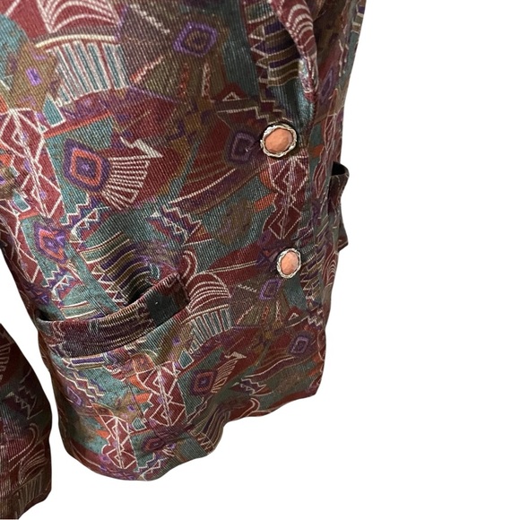 Top Lady Fashion Blazer Jacket Sz 11 Abstract Geometric, Corduroy Texture - Picture 7 of 12